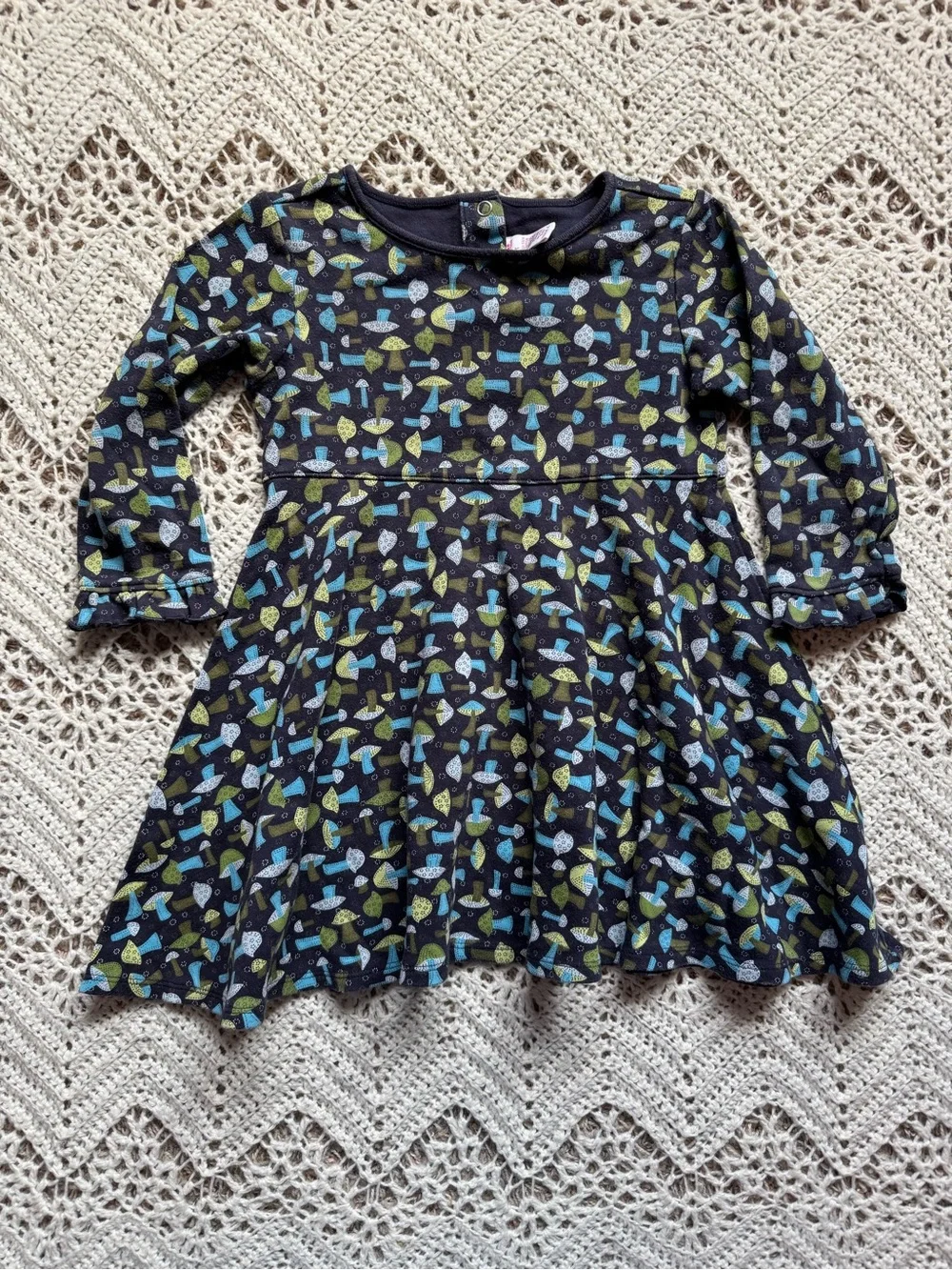 Vintage Gymboree Navy Mushroom Dress Pink Floral 3T Early 2000’s